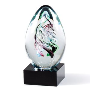 6 INCH COLORS SCULPTURE AWARD HAND BLOWN ART GLASS 