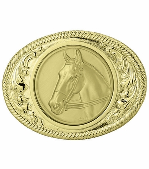 2-3/4 X 3-5/8 BELT BUCKLE GOLD FOR 2 INCH