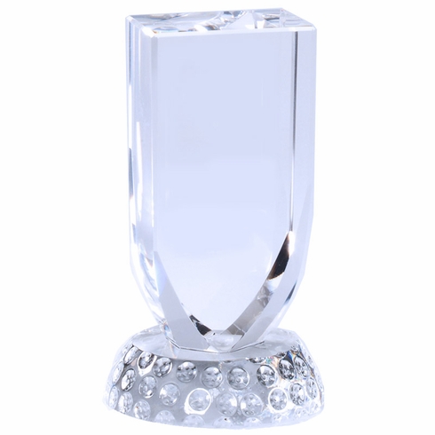 2-3/4 x 4-3/4 OPTICAL CRYSTAL GOLF AWARD TROPHY SHIELD ON GOLF BALL