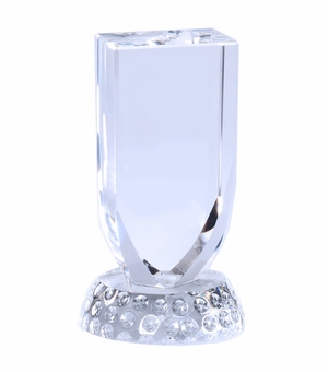 2-3/4 x 4-3/4 OPTICAL CRYSTAL GOLF AWARD TROPHY SHIELD ON GOLF BALL