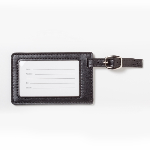 2-3/4"x4-1/4" LEATHERETTE LUGGAGE TAG IN BLACK