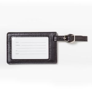 2-3/4"x4-1/4" LEATHERETTE LUGGAGE TAG IN BLACK