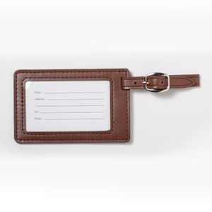 2-3/4"x4-1/4" LEATHERETTE LUGGAGE TAG IN TAN