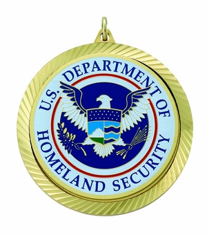 2-3/8 INCH MEDAL FRAME, U.S. DEPT. OF HOMELAND SECURITY MEDALLION