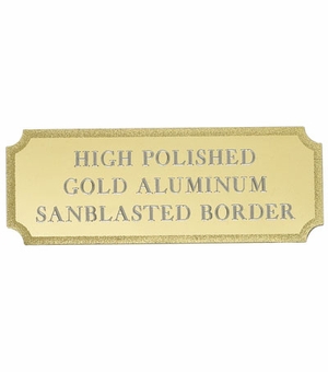 2-7/8 X 1-1/16 Inch Gold Aluminum Embossed Plate with Beveled Edge and Sandblasted Border