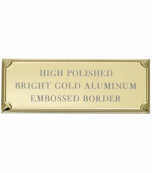 2-7/8 X 1-1/16 Inch Gold Aluminum Embossed Plate with Beveled Edge