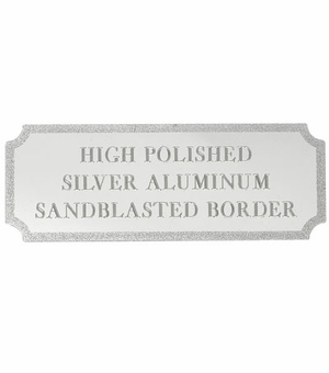 2-7/8 X 1-1/16 Inch Silver Aluminum Embossed Plate with Beveled Edge and Sandblasted Border