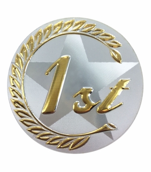 2 Inch in Diameter Round Gold-Foil 'First Place' Insert with Mylar Detailing