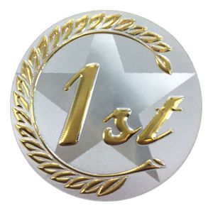 2 Inch in Diameter Round Gold-Foil 'First Place' Insert with Mylar Detailing