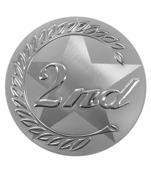 2 INCH 2ND PLACE SILVER METALLIC FOIL MYLAR INSERT