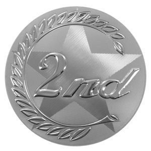 2 INCH 2ND PLACE SILVER METALLIC FOIL MYLAR INSERT