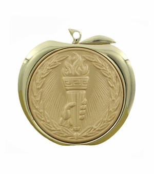 2 Inch Achievement Themed Apple Medal in Gold, Silver, or Bronze