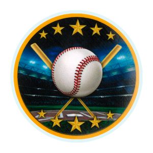 2 Inch in Diameter Round Baseball Themed Insert with Mylar Detailing