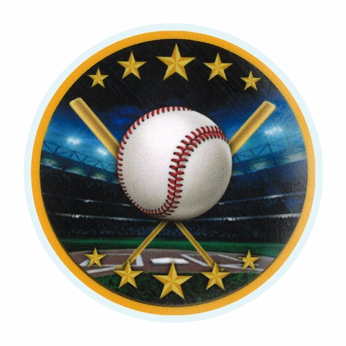 2 Inch in Diameter Round Baseball Themed Insert with Mylar Detailing