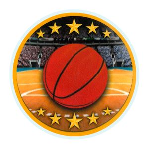 2 Inch in Diameter Round Basketball Themed Insert with Mylar Detailing