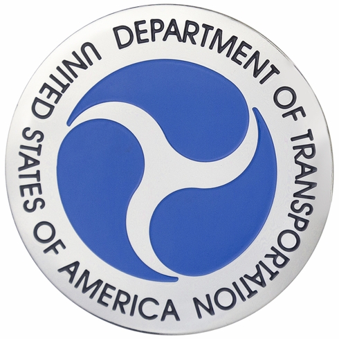 2-Inch in Diameter Round Etched-Enameled Metal U.S. Department of Transportation Medallion Insert in Nickel Silver with Peel-and-Stick Back