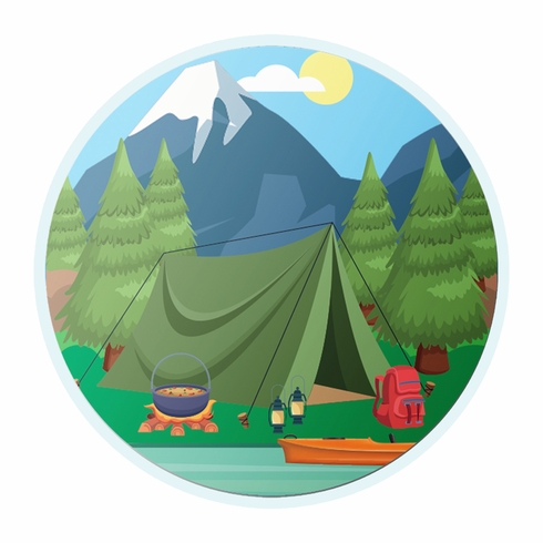 2 Inch in Diameter Round Camping Insert with Mylar Detailing