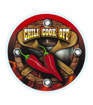 2 Inch in Diameter Round Chili Cook Off Insert with Mylar Detailing