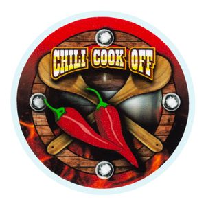 2 Inch in Diameter Round Chili Cook Off Insert with Mylar Detailing