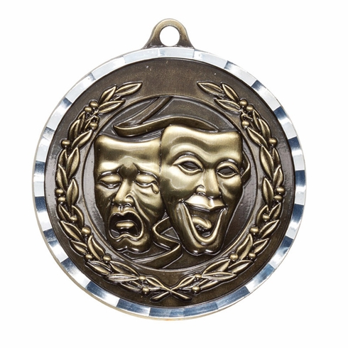 2 Inch Drama Themed Brass Medal in Gold, Silver, or Bronze with Customizable Back