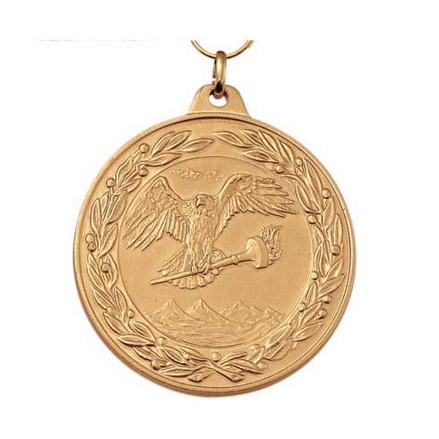 2 Inch Die-Struck Achievement Medal with Antique Finish in Gold, Silver, or Bronze