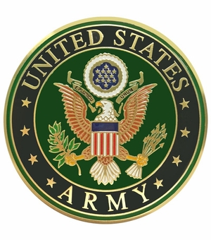 2-Inch in Diameter Round Etched-Enameled Metal United States Army Medallion Insert in Enameled Brass with Peel-and-Stick Back