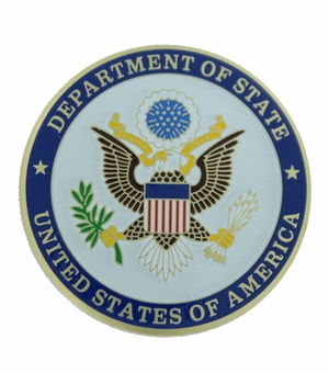 2 INCH ETCHED SOFT ENAMELED DEPT. OF STATE MEDALLION INSERT