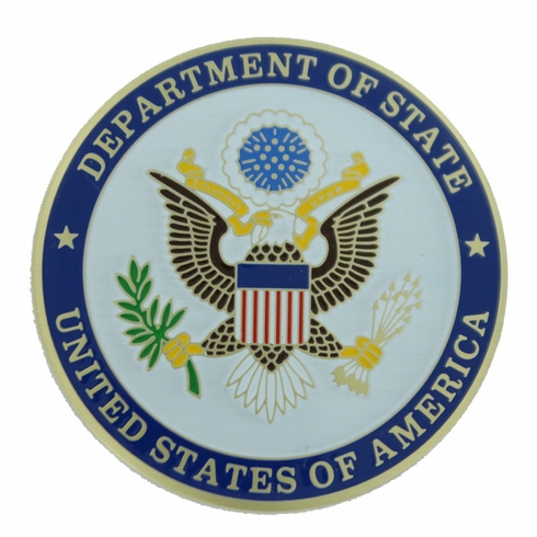 2 INCH ETCHED SOFT ENAMELED DEPT. OF STATE MEDALLION INSERT