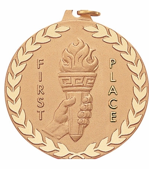 2 Inch First Place Medal in Gold with Customizable Back