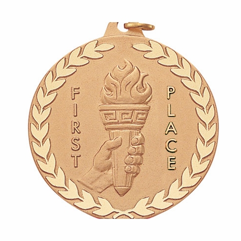 2 Inch First Place Medal in Gold with Customizable Back