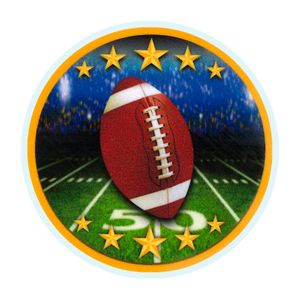2 Inch in Diameter Round Football Themed Insert with Mylar Detailing