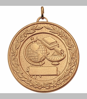 2 Inch Die-Struck Academic Themed Medal with Antique Finish in Gold, Silver, or Bronze