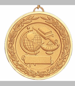 2 Inch Die-Struck Academic Medal in Gold, Silver, or Bronze