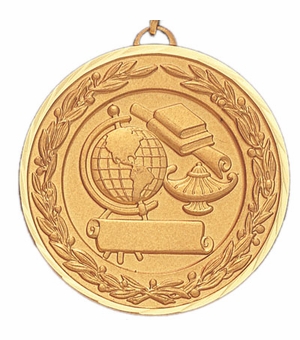 2 Inch Die-Struck Academic Medal in Gold, Silver, or Bronze