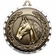2 Inch Horse Themed Brass Medal in Gold, Silver, or Bronze with Customizable Back