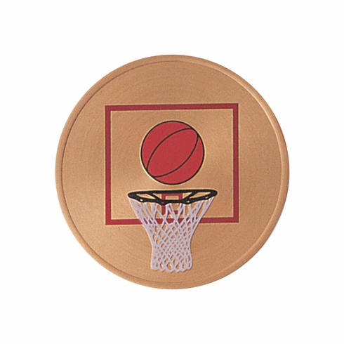2 Inch in Diameter Round Metal Litho-Print Basketball Medallion Insert