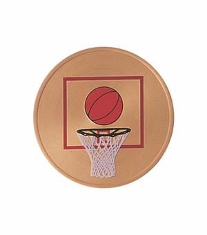 2 Inch in Diameter Round Metal Litho-Print Basketball Medallion Insert