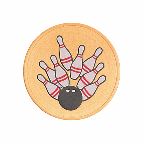 2 Inch in Diameter Round Metal Litho-Print Bowling Medallion Insert