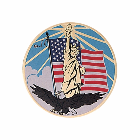2 Inch in Diameter Round Metal Litho-Print Statue of Liberty Medallion Insert