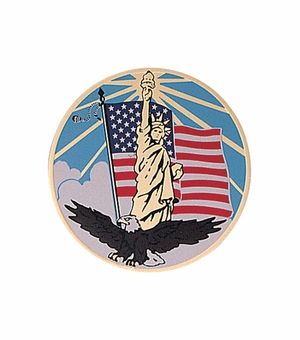 2 Inch in Diameter Round Metal Litho-Print Statue of Liberty Medallion Insert