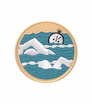 2 Inch in Diameter Round Metal Litho-Print Swimming Medallion Insert