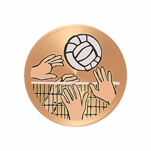 2 Inch in Diameter Round Metal Litho-Print Volleyball Medallion Insert