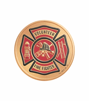 2 Inch in Diameter Round Metal Litho-Print Volunteer Firefighter Medallion Insert