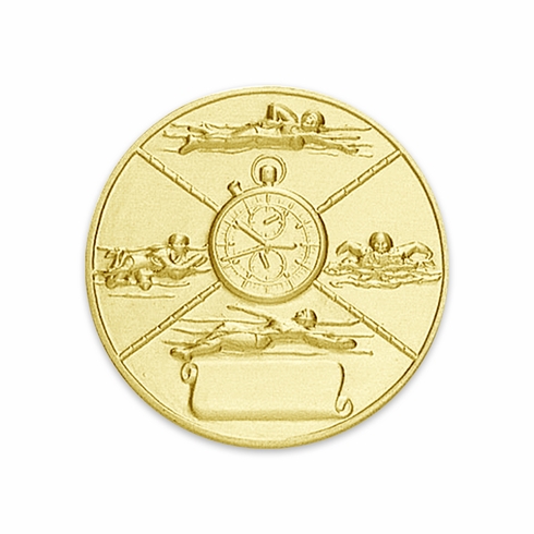 2-Inch in Diameter Round Metal Womens Swimming Themed Stamped Insert in Multiple Colors