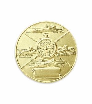 2-Inch in Diameter Round Metal Mens Swimming Themed Stamped Insert in Multiple Colors