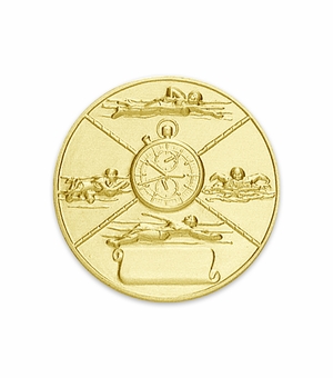 2-Inch in Diameter Round Metal Womens Swimming Themed Stamped Insert in Multiple Colors