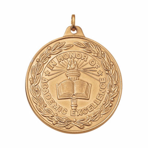 2 Inch Die-Struck Academic Excellence Medal with Antique Finish in Gold, Silver, or Bronze
