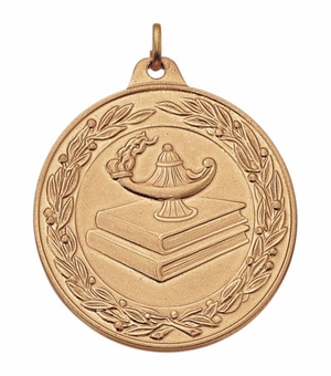 2 Inch Die-Struck Academic Medal with Antique Finish in Gold, Silver, or Bronze