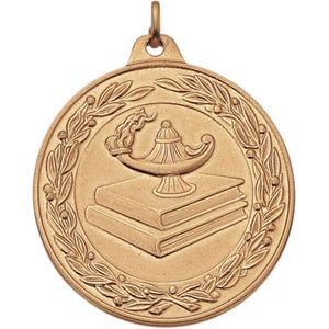 2 Inch Die-Struck Academic Medal with Antique Finish in Gold, Silver, or Bronze