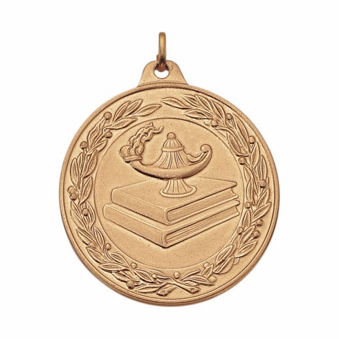 2 Inch Die-Struck Academic Medal with Antique Finish in Gold, Silver, or Bronze